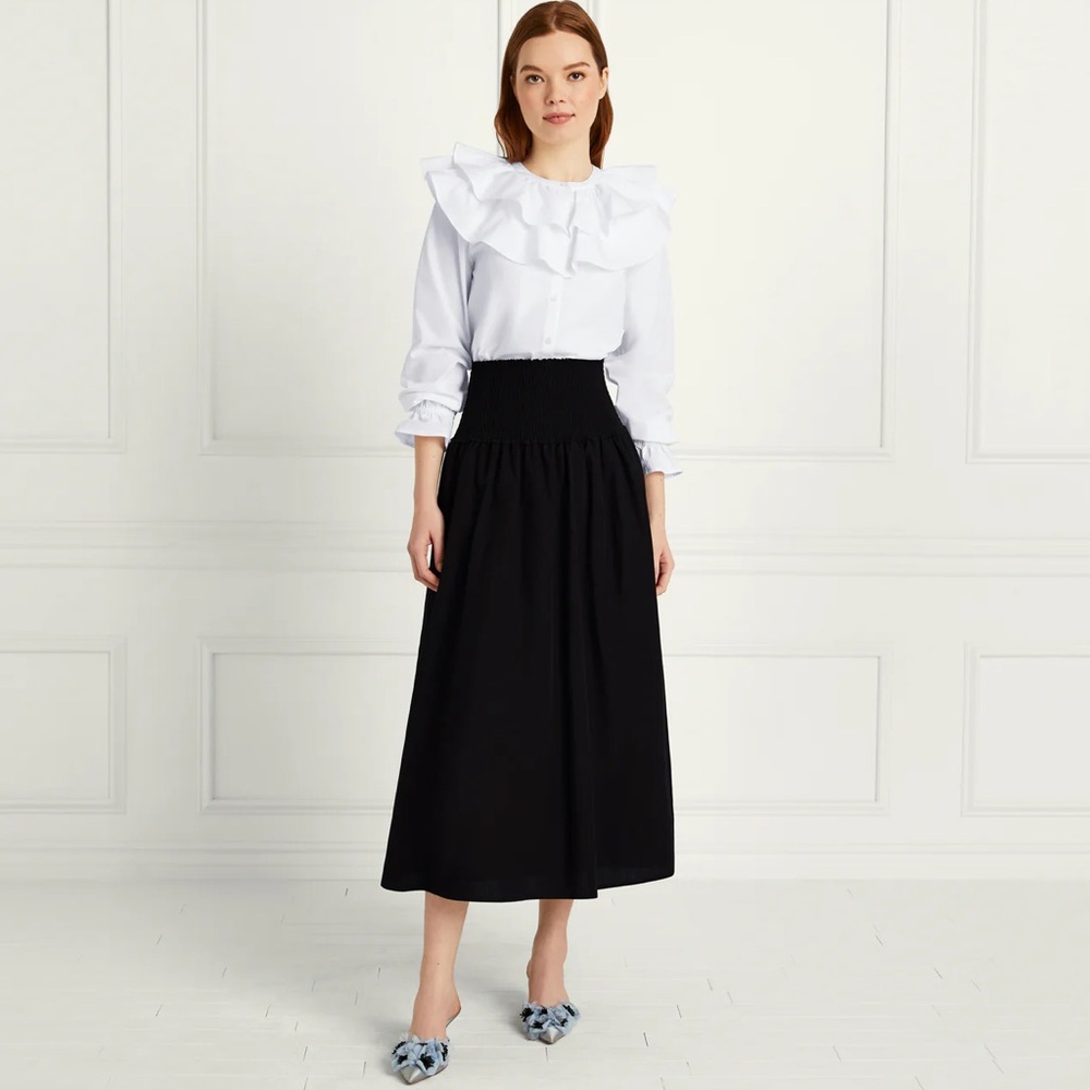 Hill House Black High-Waist Midi Skirt